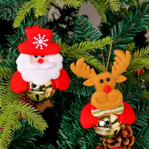 Campanas colgantes de Navidad Papá Noel y Reno de fieltro para decorar el árbol