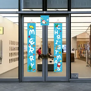 Hellblaues Merry Christmas Banner-Set für die weihnachtliche Haustürdekoration