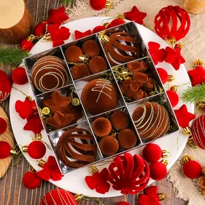 Festive 35pcs flocked Christmas ball ornament gift set in rich brown and red tones