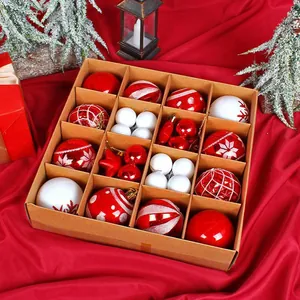 Polystyrene Christmas Ball Ornaments Set Electroplated Painted Snowflake Baubles Star Tree Hanging Decoration Holiday Gift Box