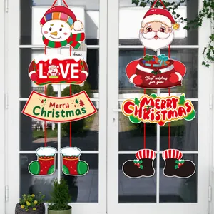 Weihnachten Türbanner Aufhängeschild Kunststoff Weihnachtsmann Schneemann Frohe Weihnachten Party Dekoration