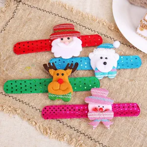 Lot de bracelets slap de Noël à paillettes avec Père Noël, renne et bonhomme de neige