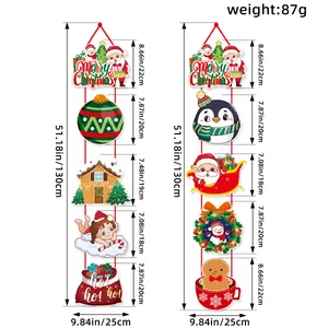 Hanging Christmas door decoration set featuring Santa and Snowman with dimensions
