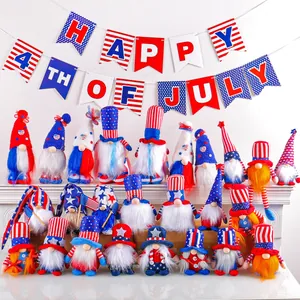 Gnomi Patriottici del Giorno dell'Indipendenza Ornamenti Bambola Senza Volto Luminosa Bandiera Americana Stars And Stripes Gnomi per la Decorazione della Festa della Casa