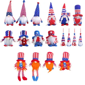 Collection of American Independence Day patriotic gnome dolls in red white and blue