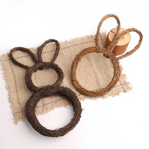 Natural grapevine bunny and round wreaths for DIY Christmas flower arrangements.