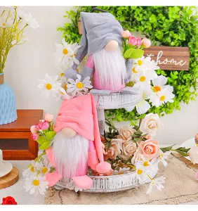 Charming faceless plush gnomes with flowers for home decor and holiday gifts display