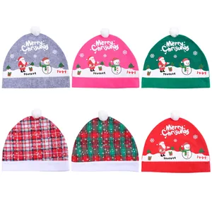 Set of 6 colorful Christmas car seat headrest covers with festive Santa and Snowman patterns