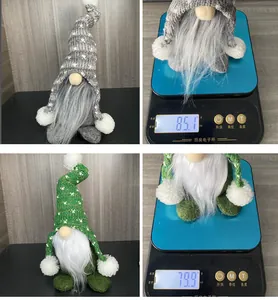 Weight measurement detail showing 85.1g and 79.9g for Christmas faceless gnome plush dolls