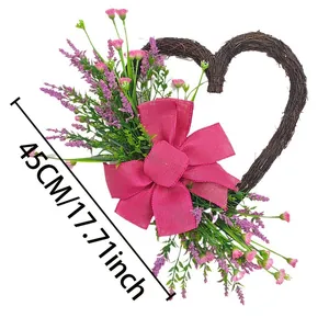 Detail of heart-shaped artificial flower wreath with 45cm dimension marked