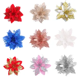 Sortierte künstliche Glitzer-Weihnachtssterne für Christbaumschmuck in 9 verschiedenen Farben