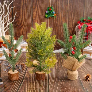 Lot de 3 mini sapins de Noël artificiels de 25 cm pour décoration de table et vitrine