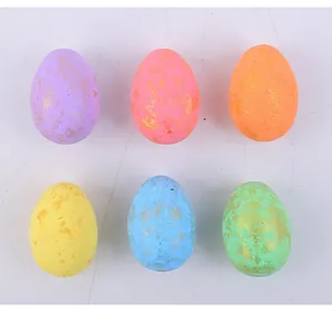 Set of 6 colorful Easter foam eggs with golden speckles for DIY holiday crafts