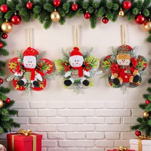 Lot de 3 suspensions de bonhomme de neige de Noël en peluche pour décorations murales