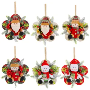 Lot de 6 suspensions de Noël assorties Père Noël et Bonhomme de neige pour décoration