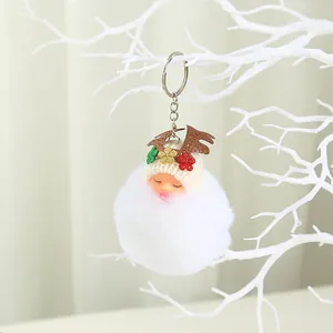 Bonito llavero de muñeca de ángel de Navidad de peluche colgante en rama blanca
