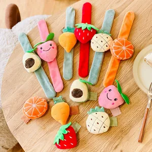 Colorful plush slap bracelets with cartoon fruit designs for children's gifts and toys.