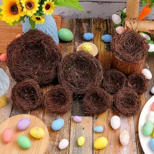 Easter Bird Nest Decoration Natural Twig Rattan Woven Birdhouse Ornaments For Garden Yard DIY Party Prop Rustic Style