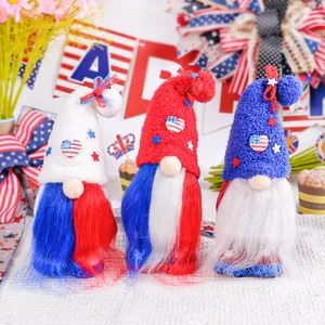 Independence Day Gnomes Decorations Red White Blue Patriotic Gnome Plush Stars And Stripes Faceless Doll For Home Table Ornament July 4th Memorial Day Gift