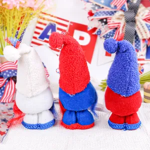 Three Independence Day faceless gnome dolls in red white and blue festive home decor