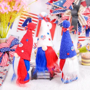 Patriotic Independence Day gnomes plush decorations in red white and blue colors