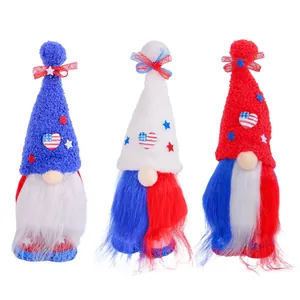 Set of 3 Patriotic Independence Day gnomes in red white and blue festive home decor
