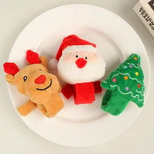 Braccialetti a scatto natalizi in peluche con motivi di Babbo Natale, renna e albero