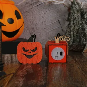 Lanterna LED a zucca di Halloween scintillante con faccia buffa per feste bambini