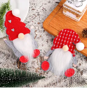 Set of two adorable Christmas gnome felt cutlery holders for festive holiday table decoration