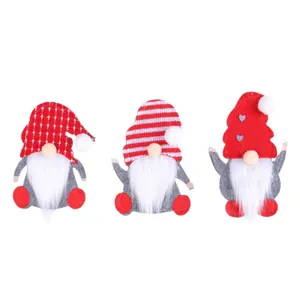Set of 3 adorable Christmas gnome felt cutlery holders for festive holiday table decoration