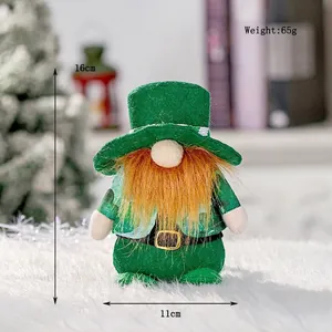 St. Patrick's Day leprechaun gnome plush figurine with green hat and orange beard