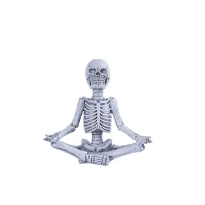 Decorative resin yoga skeleton figurine in meditating pose for Halloween