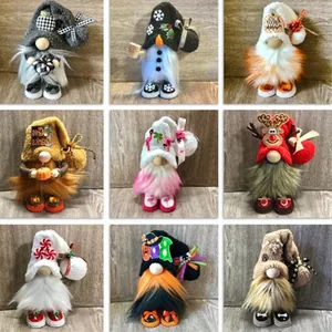 Handgemaakte Gezichtsloze Kabouter Pluche Pop Kerstmis Rendier Halloween Pompoen Herfst Decoratie Staande Tomte Ornamenten Voor Thuis