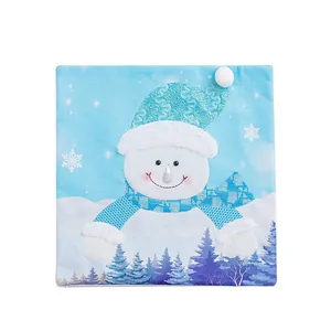 Christmas snowman decorative pillowcase for sofa with snowy forest design