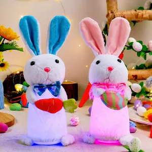 Gnomes De Lapin De Pâques Lumineux Figurines De Lapin En Peluche Avec Décor D'oeuf De Carotte À LED Pour Cadeau De Vacances À La Maison