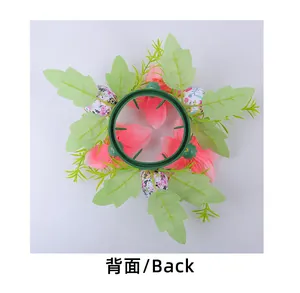 Rear view of Easter floral candle ring with green plastic support structure