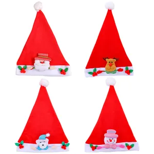 Set di quattro cappelli natalizi per bambini con motivi di Babbo Natale e pupazzo di neve