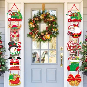 Weihnachtstür-Banner mit Weihnachtsmann- und Schneemann-Motiven für die Dekoration