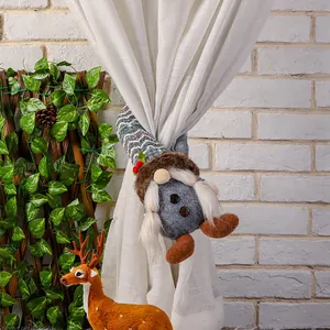 Christmas gnome curtain tieback with curved hat for home holiday decor