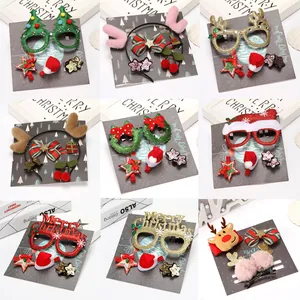 Kerst Haaraccessoires Decoratie Set Rendier Gewei Hoofdband Pailletten Brilmontuur Kerstboom Haarklemmen Feest Vrouwen Kinderen