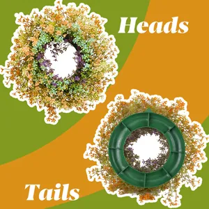 Vibrant spring plastic wildflower wreath showing detailed front and back side views.