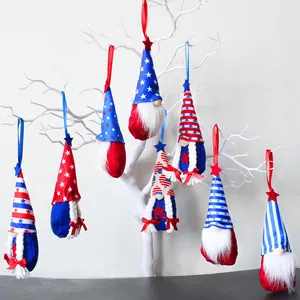 Unabhängigkeitstag Zwerg Hängende Ornamente Patriotische Sterne Streifen Stoff Gesichtslos Puppe Urlaub Haus Party Küche Baum Wand Fenster Dekoration Ornamente