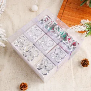 Décorations de Noël DIY en mousse, coffrets cadeaux avec nœuds argentés pour le sapin