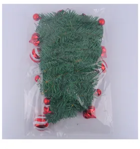 Decorazione albero di Natale capovolto verde con palline rosse in confezione