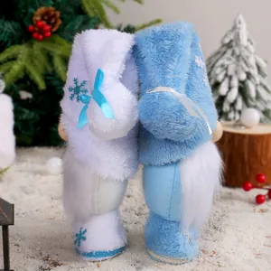 Coppia di gnomi di Natale in peluche con cappelli a fiocco di neve decorazione casa