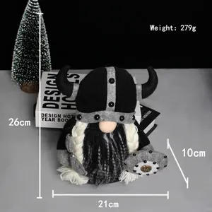 Poupée en peluche gnome guerrier viking, dimensions 26x21x10 cm et poids 279 g