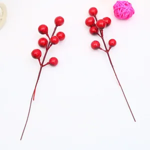 Tallos De Bayas Rojas Artificiales Ramas De Plástico Espuma Para Decoraciones De Árbol De Navidad Arreglos Florales DIY Decoración
