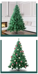 Künstlicher grüner PVC-Kiefern-Weihnachtsbaum mit festlichem Schmuck und Metallständer