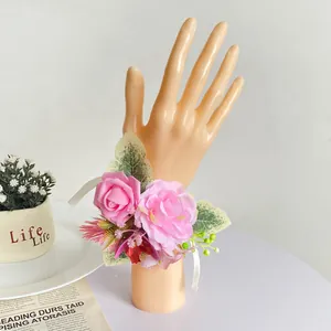 Elegante handgemachte rosa Rose Brautjungfer Handgelenk Blume Korsage für Hochzeiten