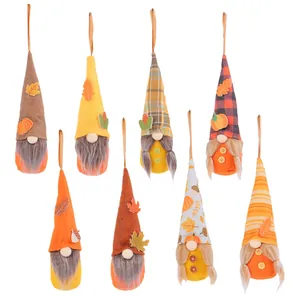Set of 8 autumn harvest gnomes hanging decorations for Thanksgiving holiday home decor
